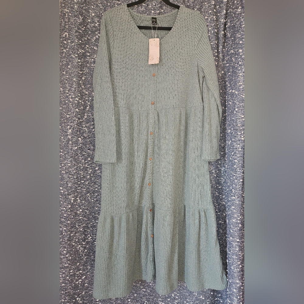 Emery Rose dusty blue-green XL dress NWT